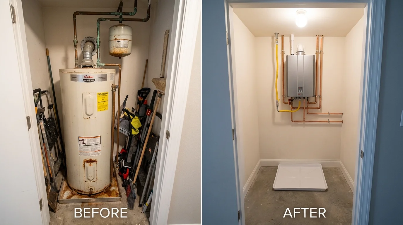Tank water heater versus wall-mounted tankless unit comparison for Carrizozo, NM homeowners